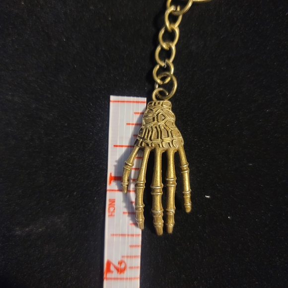 Brass Alloy Skeleton Hand Keychain, 3.5" Long,  1.5" Pendant - Picture 5 of 5